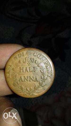Half Anna Indian Copper Coin