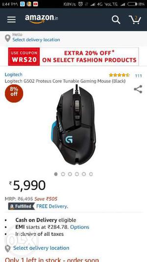 Logitech 502 on sale almost 1 year used with bill