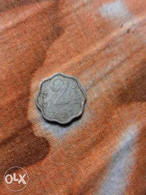 Scalloped  Silver 2 Paise Coin