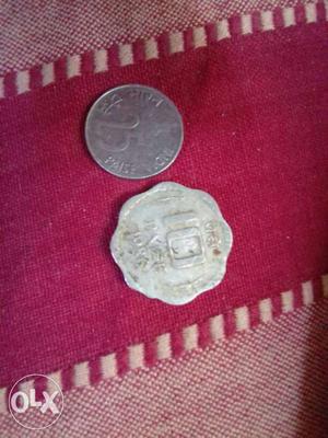 Two Scallop And Silver Coins\