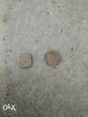 Two Silver 10 And 5 Paise Coins