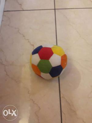 Yellow, Green, And Red Soccer Ball Plush Toy