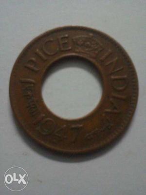1 Pice Indian  Coin