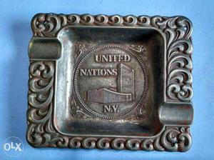 Antique Ash Tray Made In USA NY Metal Unknown