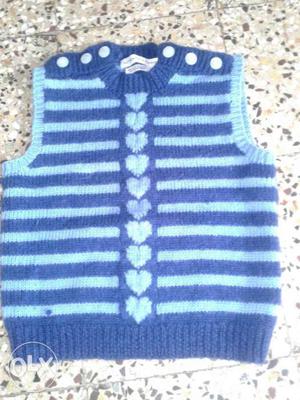 Baby's Blue Stripe Knitted Vest