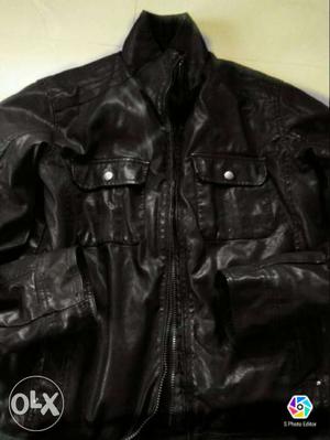 Black Leather Zip-up Jacket