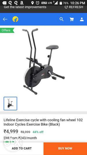 Black Lifeline Exercise Cycle With Cooling Fan Wheel 102