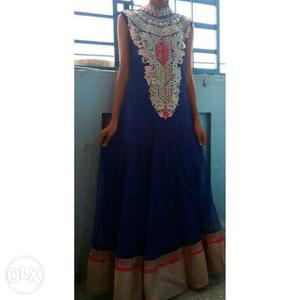 Blue Anarkali with front work.. small size