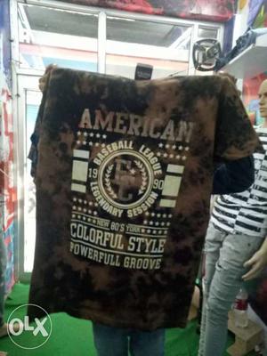 Brown And Black American Colorful Style Printed Shirt