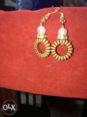 Brown And White Earrings