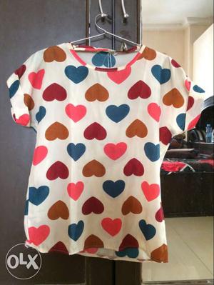 Cute hearts chiffon top