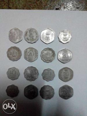 Different types of old rayer coins..