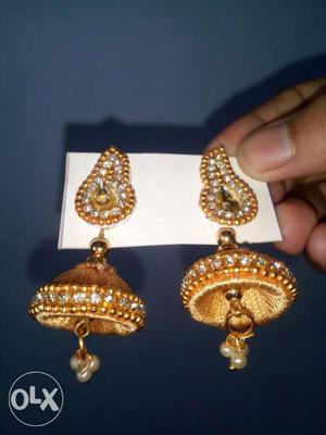 Embellished Gold Jhumka Earrings