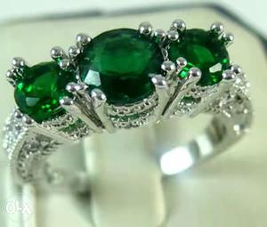 Emerald Embedded Silver Ring