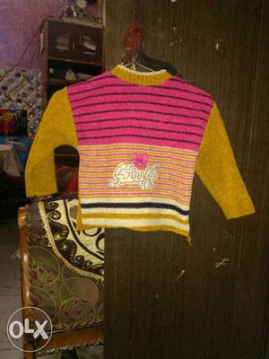 Girl's Pink And Yellow Sweater