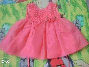 Girl's Pink Sleeveless Floral Dress for baby girl of 