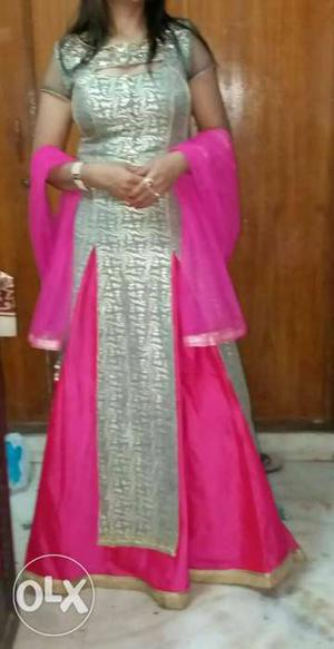 Grey And Pink Traditional Dress
