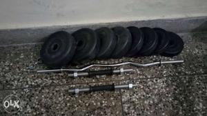 Home gym dumble and rod.8 plates consist of 2 of