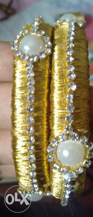 New gold zari silk thread bangles size 2.8