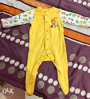 Newborn complete suit romper yellow