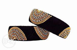 Pair Of Black-and-gold Thread Bangles