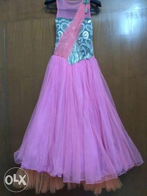 Party wear gown dress on sale pobk color