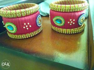 Pink and golden color bangles