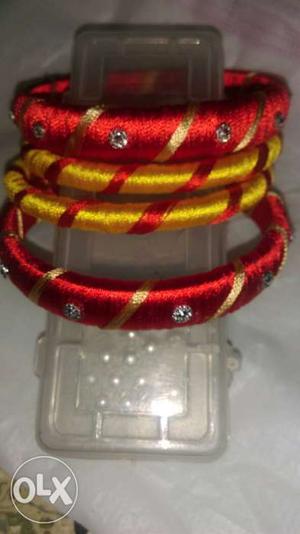 Red And Yellow Thread Bangle