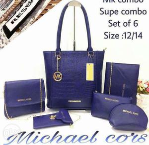 Set Of 6 Purple Leather Michael Kors Bags