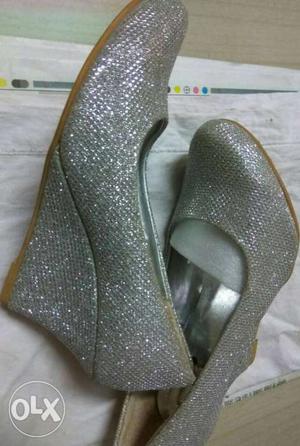 Shiny silver heels for 250/- only Size -36