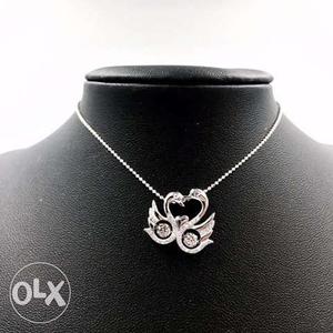 Silver Chain Necklace With Two Swan Pendant