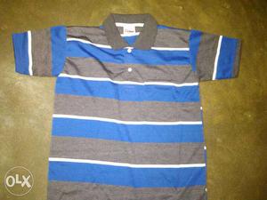 Striped Gray And Blue Polo Shirt