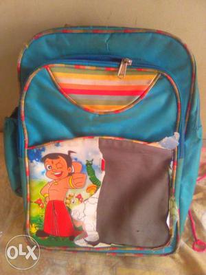 Teal Brown And Red Backpack
