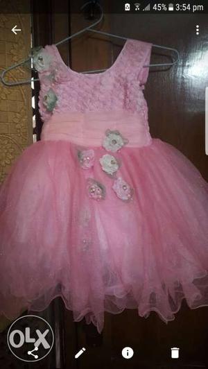 Toddler Girl's Pink Tulle Formal Dress