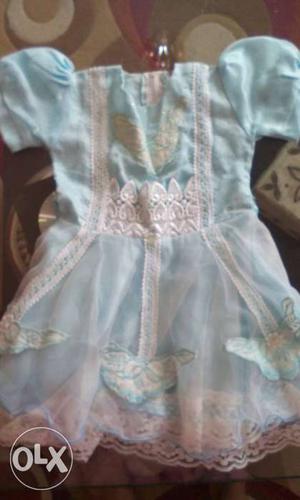 Toddler's Blue And White Floral Dress