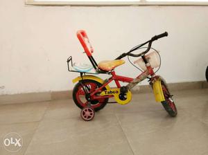 Toddler's Red And Yellow Bicycle With Training Wheel