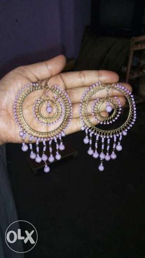 Two Violet And Gold Earrings