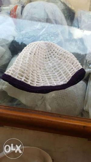 White And Purple Knitted Beanie