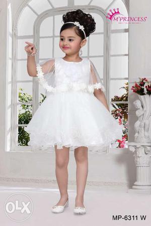 White colored elegant party dress for your little