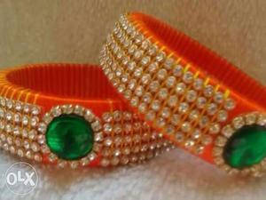 Women's Blue And Orange Bangle Bracelets