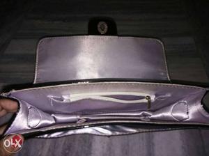 Women's Gray Leather Clutch Handbag
