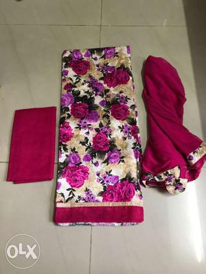 Beautiful floral Bhagalpuri silk top with cotton
