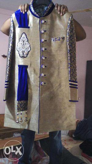 Beige And Blue Traditional Dress - Special offer of summer4