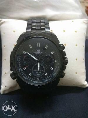 Black Linked Round Edifice Chronograph Watch