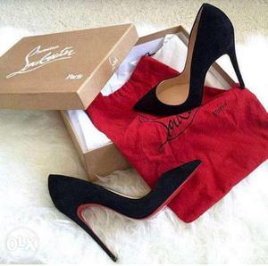 Black Suede Christian Louboutin Heels With Box