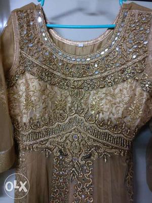 Brown Glittered Sari