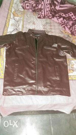 Brown Leather Full Zip Jacket. Brand new