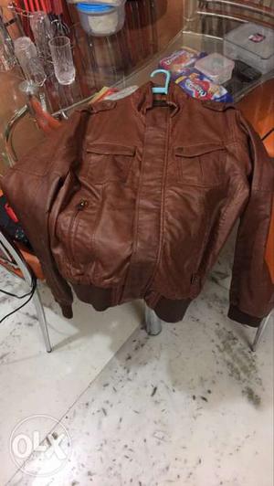Brown leather jacket 2XL size