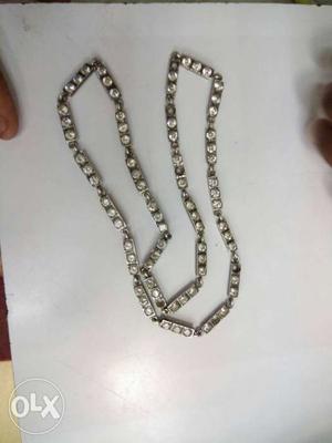 Diamond Inlay Silver Necklace