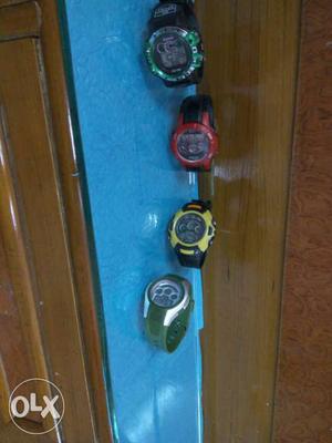 Four Round Chronograph Digital Watches